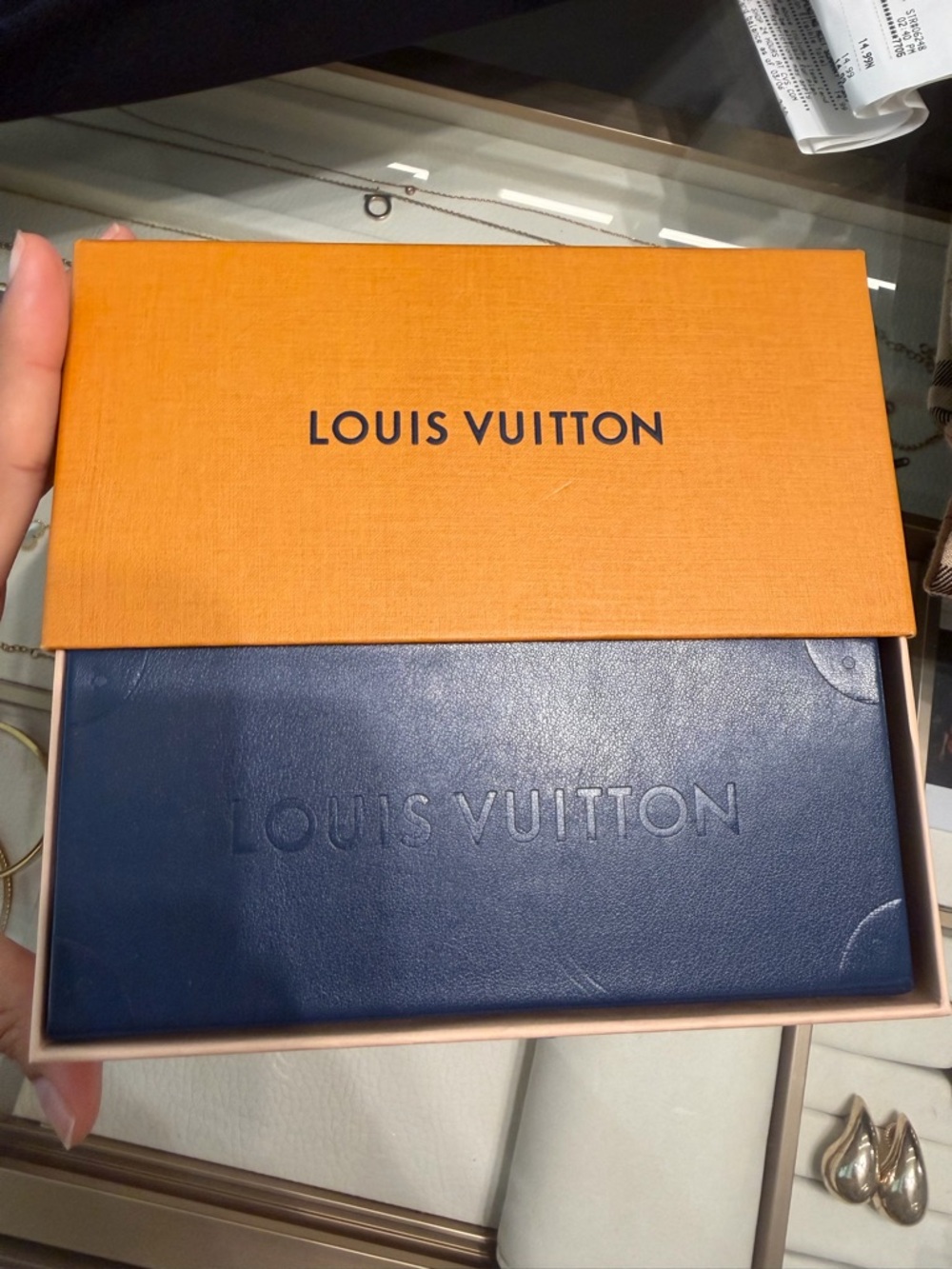 Louis Vuitton Navy Blue Eyewear Case with Orange Box - Picture 3 of 5